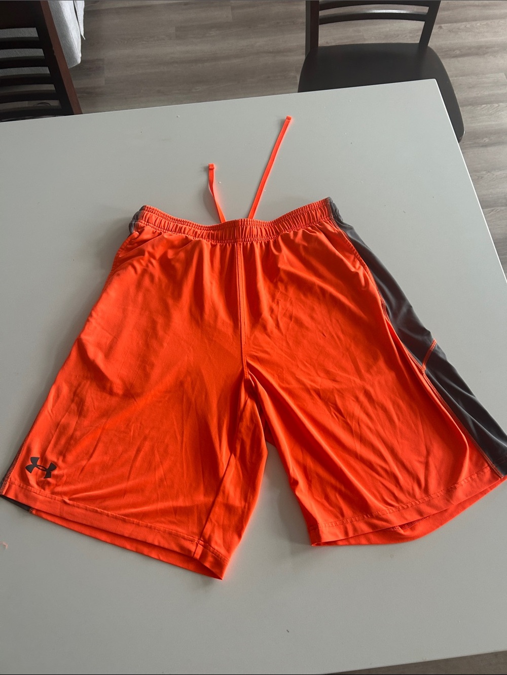 Under Armour Orange Performance Shorts with Gray Side Panel